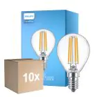 Multipack 10x Philips Corepro LED Lustre E14 Esférica con Filamento Clara 6.5W 806lm - 827 Luz muy Cálida | Reemplazo 60W